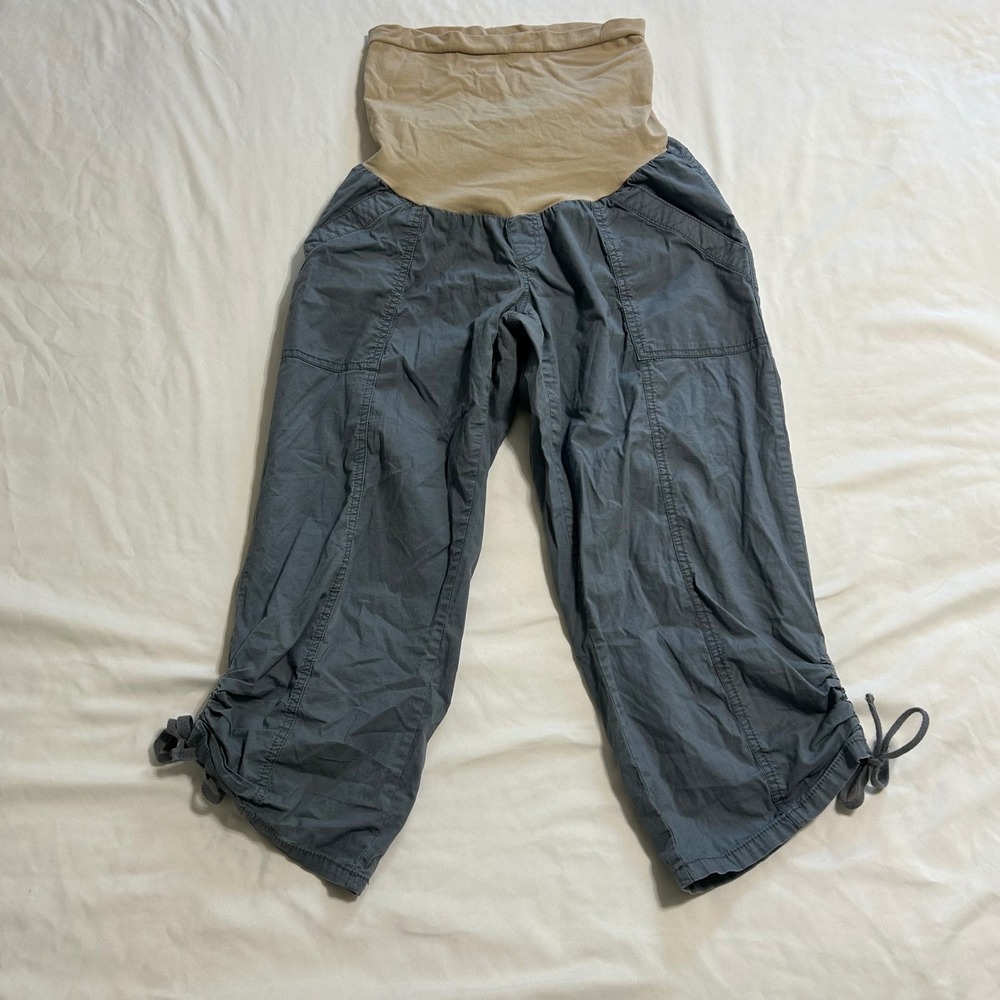 Oh Baby by Motherhood Maternity Cargo Capri Pants Gray Secret Fit Belly Size M